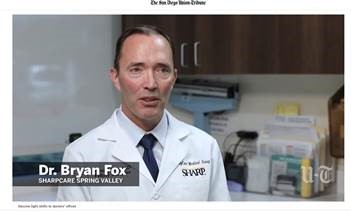 Dr. Bryan Fox in the San Diego Union Tribune